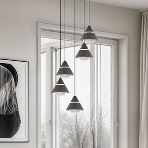 Trio Lighting LED висяща лампа Romeo, Ø 28 cm, черна, метал, 5-крилна., Черен, Дневна/трапезария, Метал, Модерен