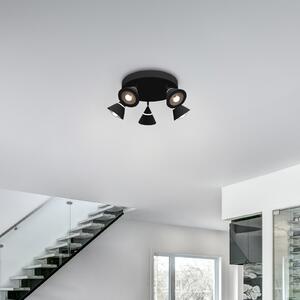 Trio Lighting LED тавански прожектор Romeo, Ø 30 cm, черен, метал, 5-крилен., Черен, Дневна/трапезария, Метал, Модерен