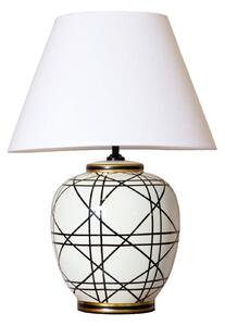 PR Home Настолна лампа New York, бяла, височина 60 cm, керамика, Бял, Дневна/трапезария, Плат / текстил