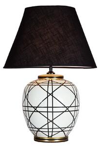 PR Home Настолна лампа New York, черна, височина 60 cm, керамика, Дневна/трапезария, Плат / текстил