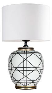 PR Home Настолна лампа New York, бяла, височина 61 cm, керамика, Бял, Дневна/трапезария, Плат / текстил