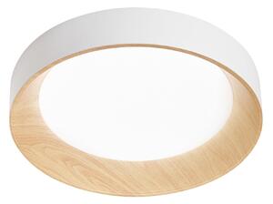 Luce Ambiente Design LED таванска лампа Arka, Ø 50 cm, бяла/с дървесен вид, метал, CCT, Бял, Дневна/трапезария, Метал, Модерен