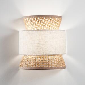 Luce Ambiente Design Стена лампа Gazebo, натурален/бежов, ширина 24 cm, ратан/плат, Затъмняване, Дърво, Дневна/трапезария, Дървесина