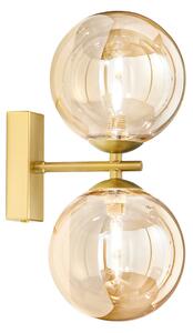Luce Ambiente Design Стенна лампа HONEY, височина 34 см, цвят месинг/крема, с 2 лампи, Затъмняване, Злато / месинг, Дневна/трапезария, Стъкло