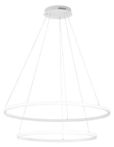 Luce Ambiente Design LED висяща лампа Axis, Ø 80/60 cm, бяла, метал, CCT, Бял, Дневна/трапезария, Метал, Модерен
