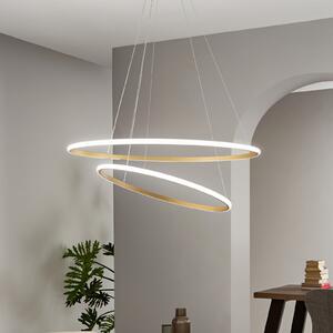 Luce Ambiente Design LED висяща лампа Axis, Ø 80/60 cm, златист цвят, метал, CCT, Злато / месинг, Дневна/трапезария, Метал, Модерен