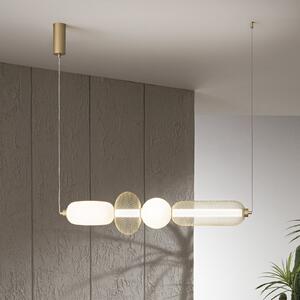 Luce Ambiente Design LED висяща лампа INKAS, височина 90 cm, златист цвят, стъкло/метал, CCT, Злато / месинг, Дневна/трапезария, Стъкло