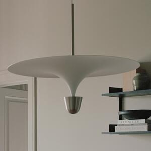 New Works LED висяща лампа Kantarell, Ø 60 cm, никел, Затъмняване, Бял, Дневна/трапезария, Метал, Дизайн