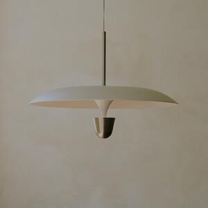 New Works LED висяща лампа Kantarell, Ø 55 cm, никел, Затъмняване, Бял, Дневна/трапезария, Метал, Дизайн