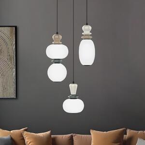 Viokef LED висяща лампа Gemma, Ø 38 cm, цветна, стъкло/керамика, 3-крилна., Многоцветен, Дневна/трапезария, Стъкло