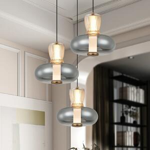 Viokef LED висяща лампа Sire, Ø 42 cm, димен/бронзов метал/стъкло, 3-крилна., Сив, Дневна/трапезария, Метал