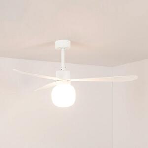 FARO BARCELONA LED тавански вентилатор Amelia Ball L, бял, DC, безшумен, 132 см, Затъмняване, Бял, Дневна/трапезария, Пластмаса, Модерен
