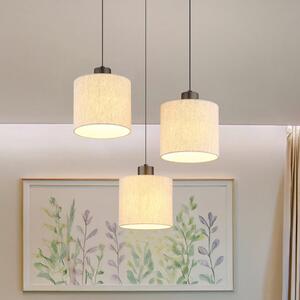 Globo LED висяща лампа Thea, Ø 49 cm, 3-светлинна, кремаво/матово черно, Затъмняване, Бежов, Дневна/трапезария, Плат / текстил, Скандинавски