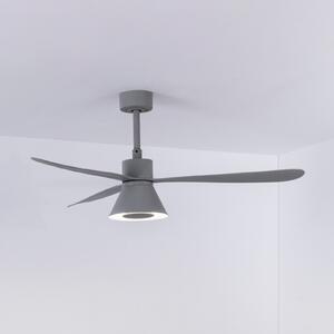 FARO BARCELONA LED тавански вентилатор Amelia Cone L, сив, DC, безшумен, 132 см, Затъмняване, Сив, Дневна/трапезария, Пластмаса, Модерен