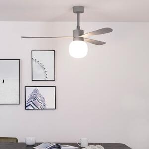 FARO BARCELONA LED тавански вентилатор Amelia Ball L, сив, DC, безшумен, 132 см, Затъмняване, Сив, Дневна/трапезария, Пластмаса, Модерен