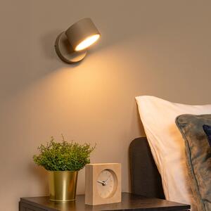Lucide LED стенна лампа Gian, таупе, ширина 11 cm, метал, Затъмняване, Бежов, Дневна/трапезария, Метал, Модерен