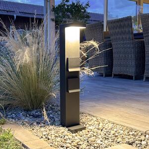 Deko-Light LED лампа с цокъл, колона контакти Lerna, 60 cm, алуминий тъмно сив, Черен, Алуминий, Модерен