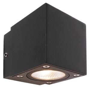 Deko-Light LED външна стенна лампа Cubodo Single Mini, алуминий, тъмно сив, Черен, Алуминий, Модерен