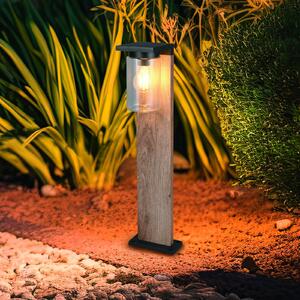 Trio Lighting Осветление за пътеки ARDILA, дървесен вид, височина 65 cm, метал/стъкло, IP44, Затъмняване, Дърво, Алуминий, Модерен