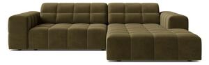 Кадифен ъглов диван в цвят каки (десен ъгъл/с лежанка) Chicago – Cosmopolitan Design