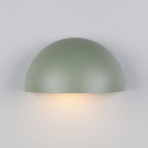 Trio Lighting Външна стенна лампа MAAS, зелена, ширина 27 cm, метал, IP44, Затъмняване, Зелен, Алуминий, Модерен, Стенна розетка отдолу