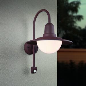 Trio Lighting Сензорна лампа за външна стена NORMAN, ръжда, Ø 30 cm метал/стъкло IP44, Затъмняване, Кафяв / ръждив, Алуминий, Кръгла стена