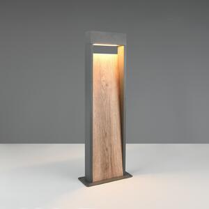 Trio Lighting LED осветление за пътеки SALMON, дървесен вид, височина 60 cm, метал, IP44, Дърво, Алуминий, Модерен
