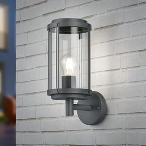 Trio Lighting Външна стенна лампа TANARO, антрацит, височина 33 cm, метал, IP44, Затъмняване, Черен, Алуминий, Модерен, Кръгла стена