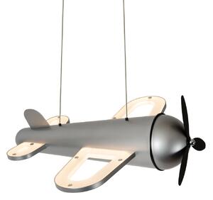 Lucide LED лампа за детска стая Fokker, сива Дължина 46 cm Метал, Сив, Детска стая, Метал