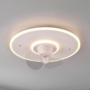 Reality Leuchten LED вентилатор Nybro, бял, DC, тих, Ø 50 cm, CCT, дистанционно управление, Затъмняване, Бял, Дневна/трапезария, Метал, Модерен