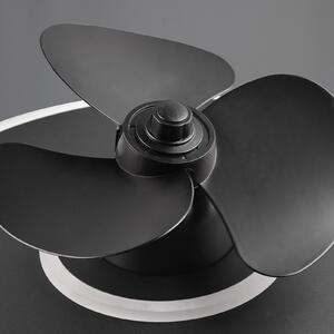 Reality Leuchten LED вентилатор Nybro, черен, DC, тих, 50 cm, CCT, дистанционно управление, Затъмняване, Черен, Дневна/трапезария, Метал, Модерен