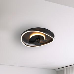 Reality Leuchten LED вентилатор Sortland, DC, тих, 50 cm, CCT, дистанционно управление, Затъмняване, Черен, Дневна/трапезария, Метал, Модерен