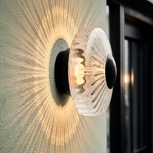 DESIGN BY US LED външна стенна лампа New Wave Optic, стъкло, Ø 26 cm, IP65, Прозрачен, Алуминий, Дизайн