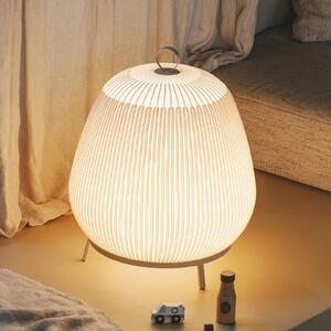 Vibia LED-подово осветително тяло KNIT, 55 x 45 cm, бежово, текстил, Затъмняване, Бежов, Дневна/трапезария, Пластмаса, Дизайн