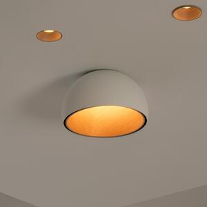 Vibia LED таванска лампа DUO, бяла, височина 19 cm, дъбов дървен материал, Затъмняване, Бял, Дневна/трапезария, Дървесина, Скандинавски