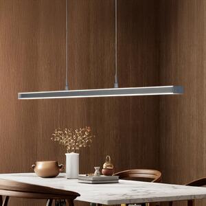 FISCHER & HONSEL LED висяща лампа Valeno, сива, дължина 115 cm, CCT, сензорен димер, Затъмняване, Сив, Дневна/трапезария, Метал, Модерен