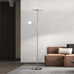 FISCHER & HONSEL LED стояща лампа Sorento никел височина 182 cm 2-flg. CCT Touchdim, Затъмняване, Металик, Дневна/трапезария, Метал, Модерен, Светлина за четене