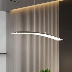 FISCHER & HONSEL LED висяща лампа Mavero, никел, дължина 90 cm, CCT, сензорен димер, Затъмняване, Металик, Дневна/трапезария, Метал, Модерен
