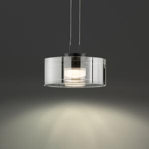 FISCHER & HONSEL LED висяща лампа LAVIN, черна/пушена, Ø 20 cm метал/стъкло dim, Затъмняване, Сив, Дневна/трапезария, Метал, Модерен