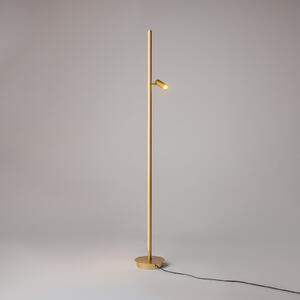 Maytoni LED стояща лампа Thin, месинг, алуминий, височина 155 cm, димер, Затъмняване, Злато / месинг, Дневна/трапезария, Алуминий, Модерен