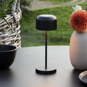 Konstsmide LED акумулаторна настолна лампа Lille, височина 20 cm, черна, IP54, USB, Затъмняване, Черен, Дневна/трапезария, Алуминий, Модерен