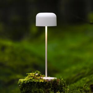 Konstsmide LED акумулаторна настолна лампа Lille, височина 36 cm, бяла, IP54, USB, Затъмняване, Бял, Дневна/трапезария, Алуминий, Модерен