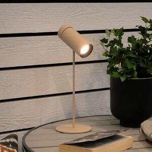 Konstsmide LED акумулаторна настолна лампа Multi, пясъчен цвят, височина 30 cm, IP54, Затъмняване, Бежов, Дневна/трапезария, Алуминий, Модерен