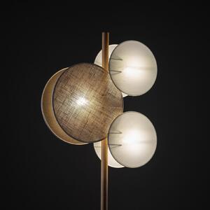 TK Lighting Подова лампа Pulse, абажури от юта, естествено кафяво/бяло, 3-пламенна, Кафяв / ръждив, Дневна/трапезария, Плат / текстил