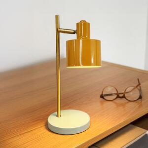 Dyberg Larsen LED акумулаторна настолна лампа Ocean Mini, къри/тюркоаз, Затъмняване, Жълт, Дневна/трапезария, Метал, Скандинавски