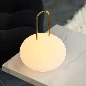 Dyberg Larsen LED акумулаторна фенерче Ellipse, бяло/месинг, IP44, Затъмняване, Бял, Пластмаса, Модерен