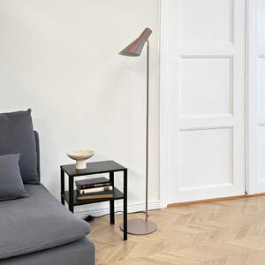 Dyberg Larsen стояща лампа DL12, бежова/месинг, 139 см, метал, Бежов, Дневна/трапезария, Метал, Скандинавски