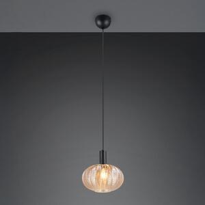 Reality Leuchten Висяща лампа Elvezia, кехлибар, Ø 26 cm, стъкло, E27, Затъмняване, Бежов, Дневна/трапезария, Стъкло