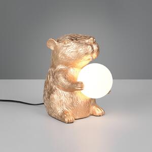 Reality Leuchten Настолна лампа Capi, златиста, височина 25 cm, изкуствена смола, G9, Злато / месинг, Дневна/трапезария, Пластмаса, Млад живот