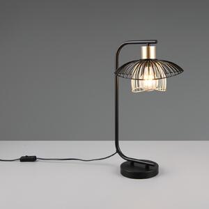 Reality Leuchten Настолна лампа Lauris, матово черна, височина 44 cm, метал, E27, Черен, Дневна/трапезария, Метал, Модерен